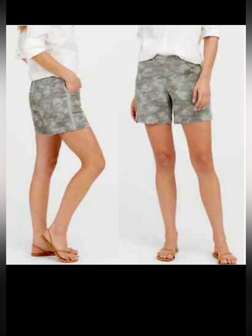 Spanx shorts camo NWT green/gray women’s size stretch twill stone wash